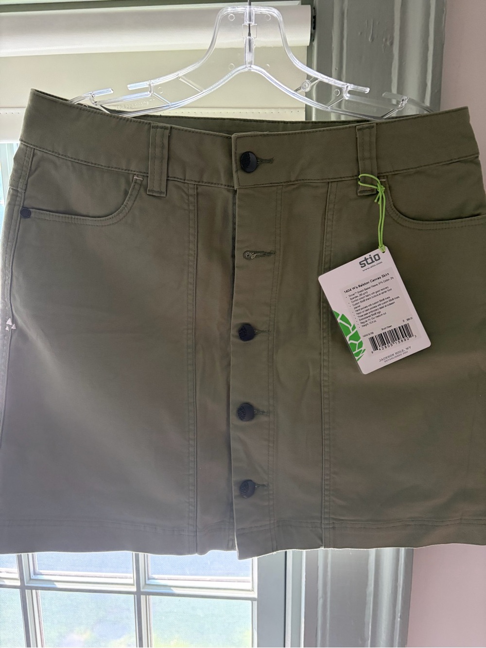 Stio Olive Button-Front Mini Skirt